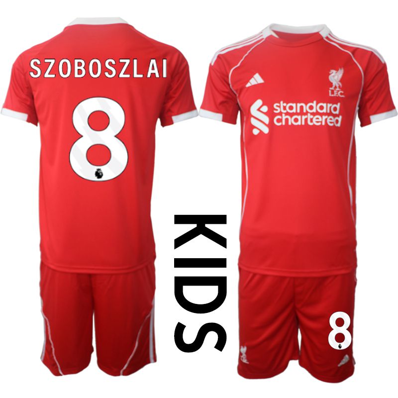 Youth 2025-2026 Season Club Liverpool home red #8 Soccer Jerseys